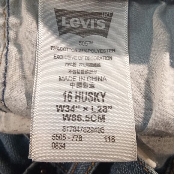 Levi’s 505 Regular Fit Boys 16H Jeans Blue Denim W34 L28 Straight Leg - Picture 5 of 7